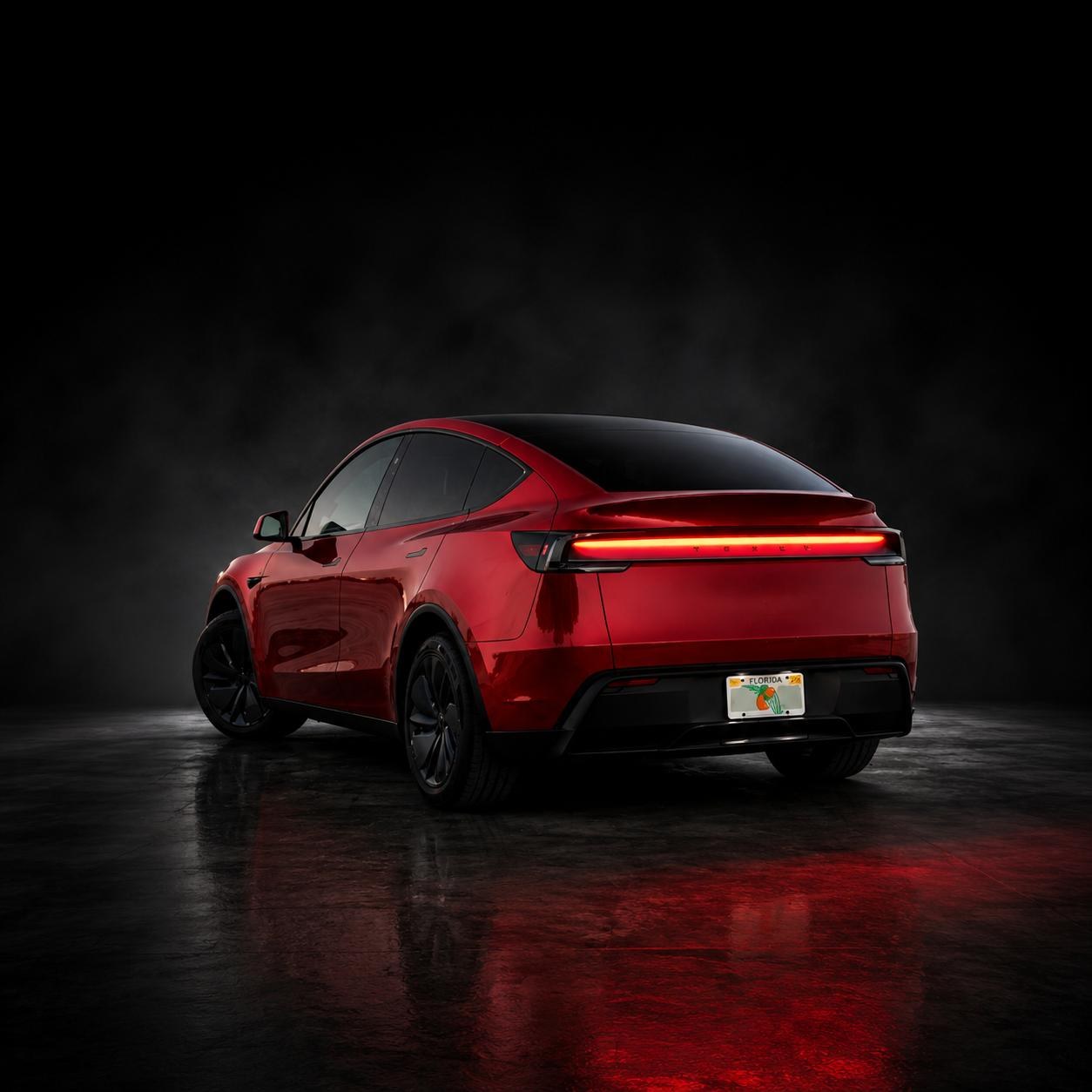 Model Y Juniper, rear three-quarter studio shot